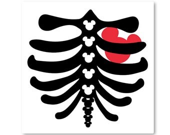 Disney, Skeleton, Skull, Halloween, Heart, Mickey Mouse Head, Mouse Ears, Illustration, TShirt Design, Cut File, svg, pdf, eps, png, dxf