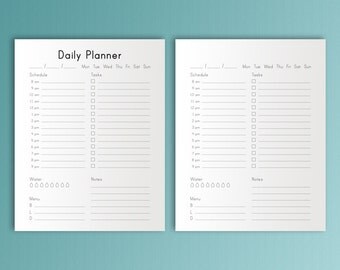 DAILY PLANNER Planner Inserts Happy Planner Inserts Organizer To Do Daily Agenda Schedule Water checklist PDF