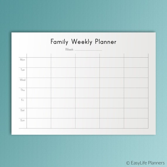 family weekly planner a4 size printable pdf undated organizer