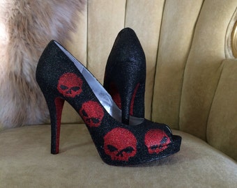 Items similar to Spiked Skull High Heels on Etsy