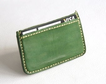 Green business card holder, Leather Card Holder, Card holder, Business card case, Business card, Man gift, Woman gift, Card case, Cowhide.
