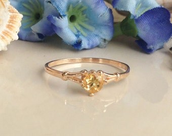 20% off-SALE!! Citrine ring - Genuine Gemstone - November Birthstone - Tiny Ring - Gold Ring - Solitaire Ring - Minimalist Ring