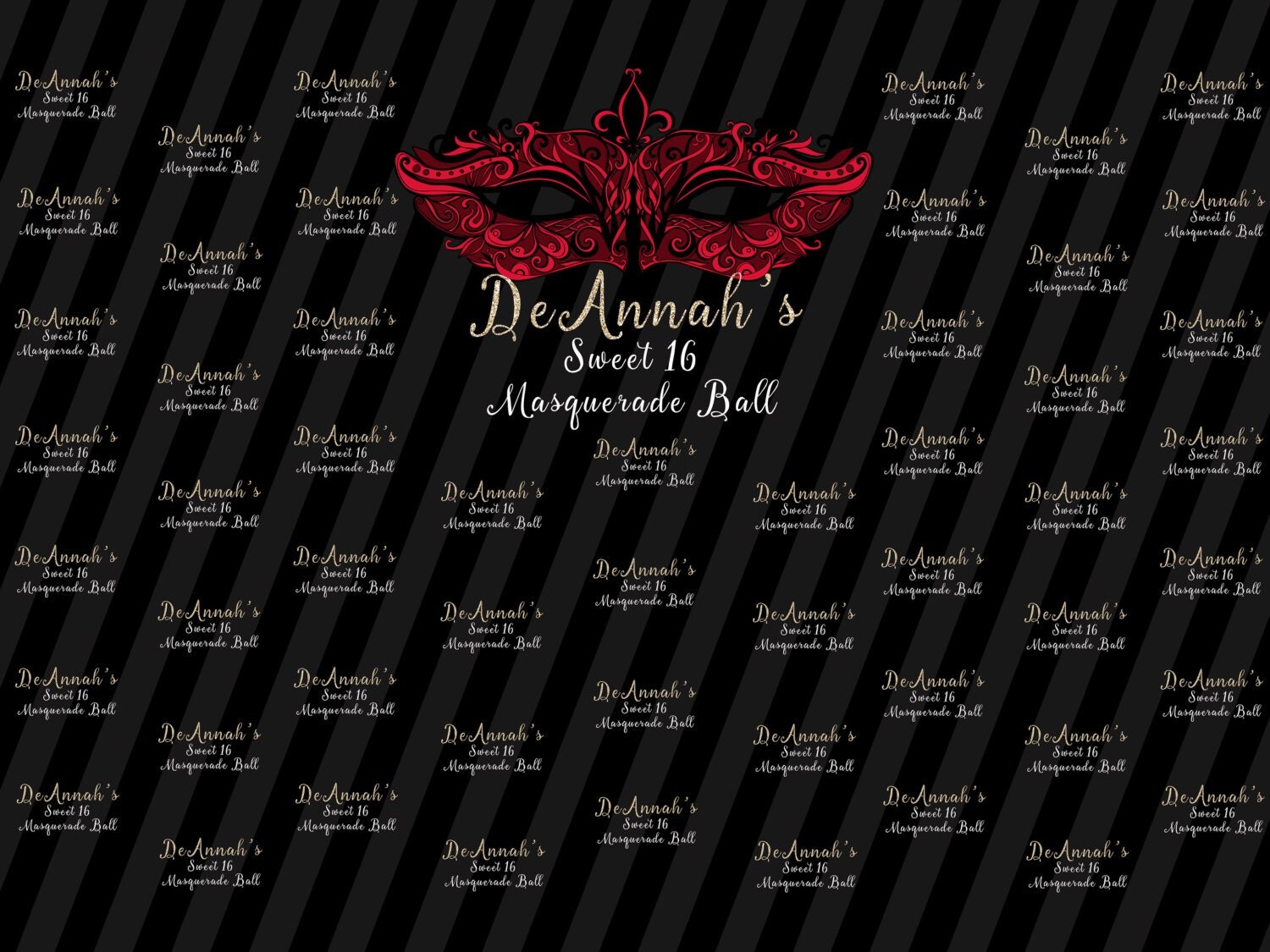Masquerade Ball Personalized Photo Backdrop Sweet 16 Photo Backdrop