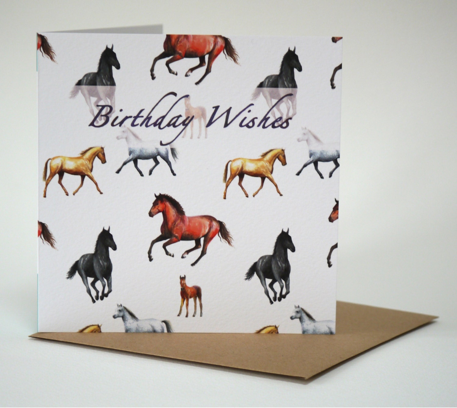 Horse pony and foal birthday card