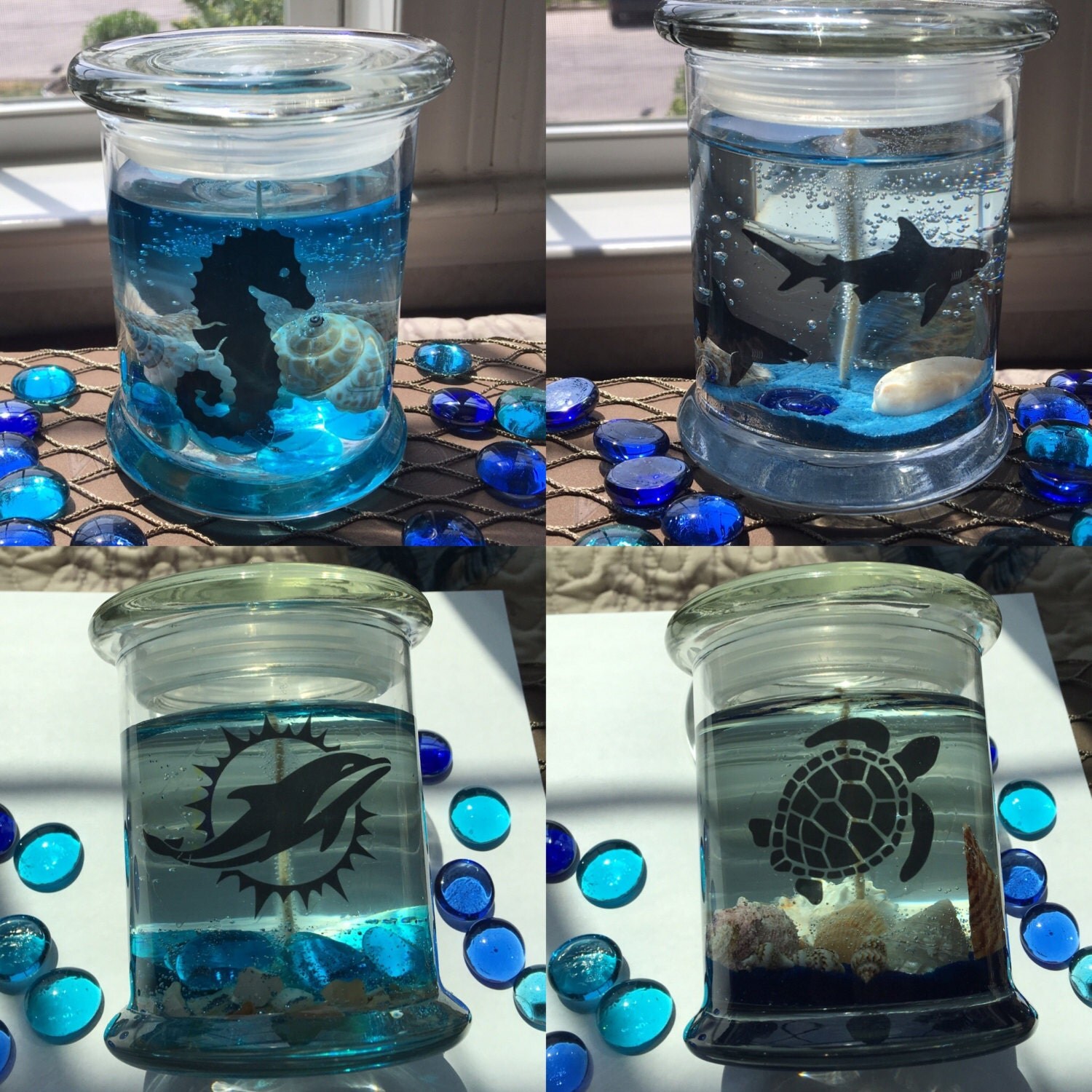 Gel Candles Ocean Beach Theme with Seahorse by GELcraftsUnlimited