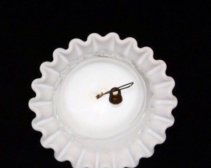 Storewide 25% Off SALE Vintage White Fenton Hobnail Milk Glass Decorative Hand Bell Featuring Raised Starlight Style Design
