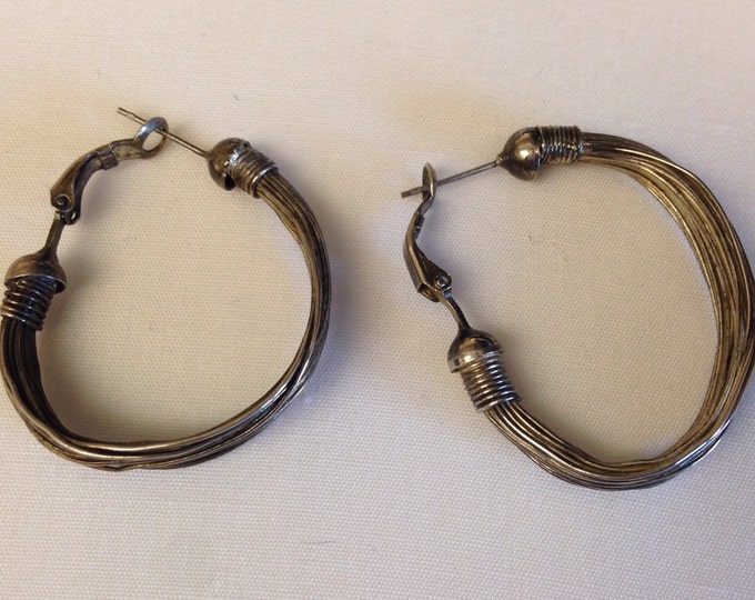 Storewide 25% Off SALE Vintage Silver Tone Industrial Revival Style Wire Metal Pierced Earrings Featuring Utilitarian Coil Design