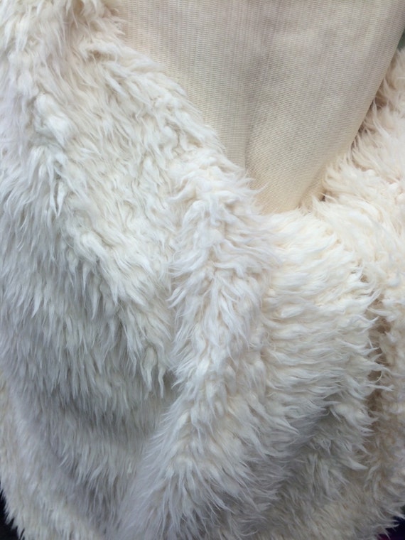 Faux Fake Fur Sherminky Soft Goat Hair ivory 60 Inch Fabric by