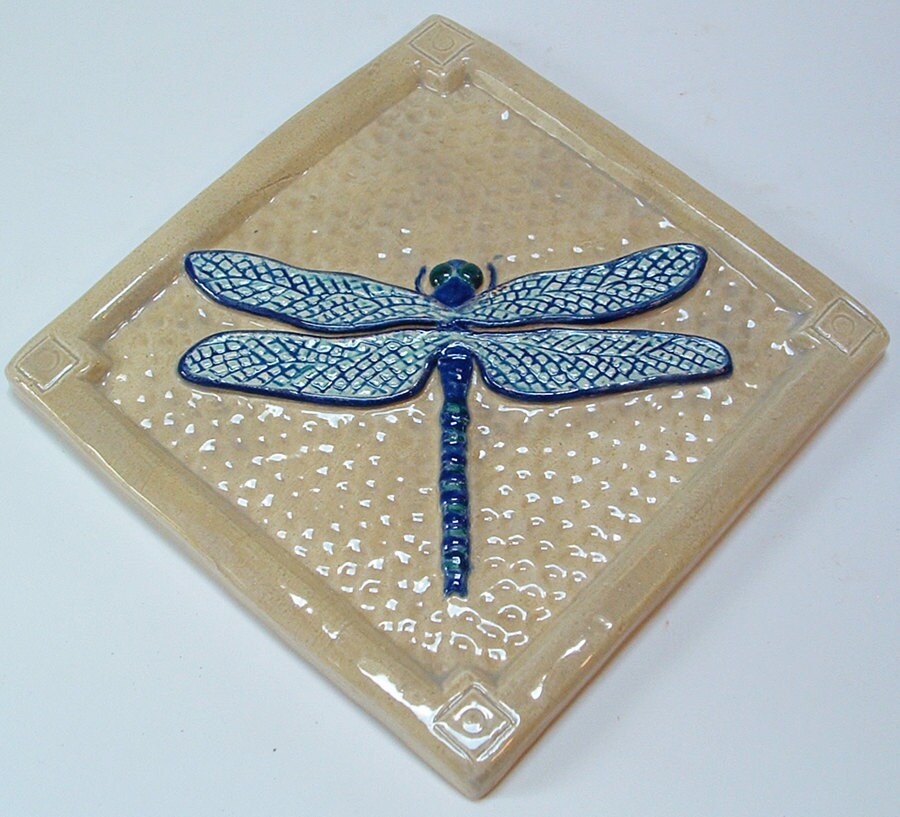 6 Dragonfly tile for fireplace and kitchen. Blue and