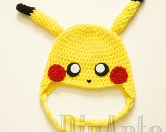 Pikachu Crochet Hat | Pikachu Costume Hat | Pokemon Winter Beanie