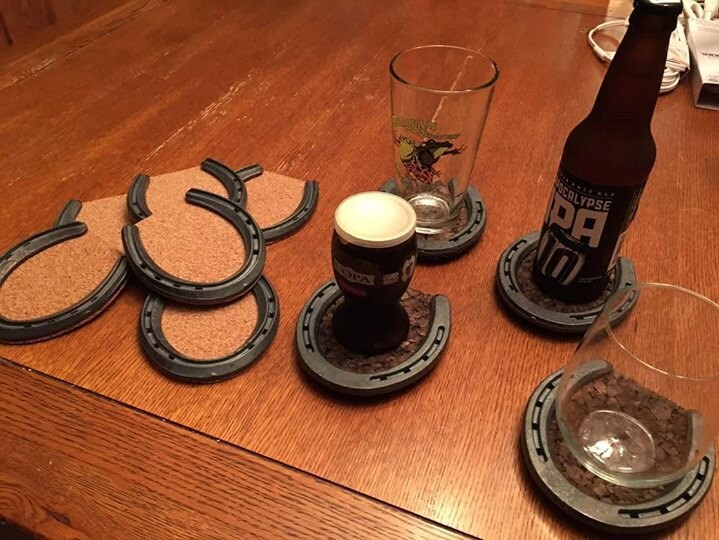 Light or Dark Cork Horseshoe Coasters 4 by FordhamCustomCrafts
