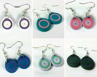 Paper Quilling Handmade Earrings Dangle - minimal earrings, quill jewelry, small earrings, eco friendly earrings, paper earrings for women