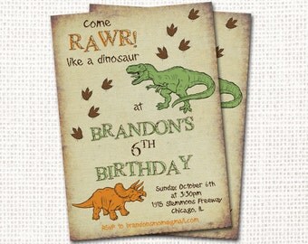 Dinosaur Birthday Invitation - Printable