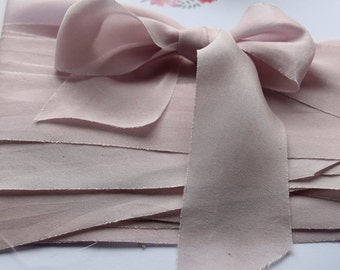 Suede Rose silk ribbon, 6 yards hand-dyed silk habitai ribbon, hand-dyed silk ribbon, wedding styling, bridal bouquet, heather silk ribbon