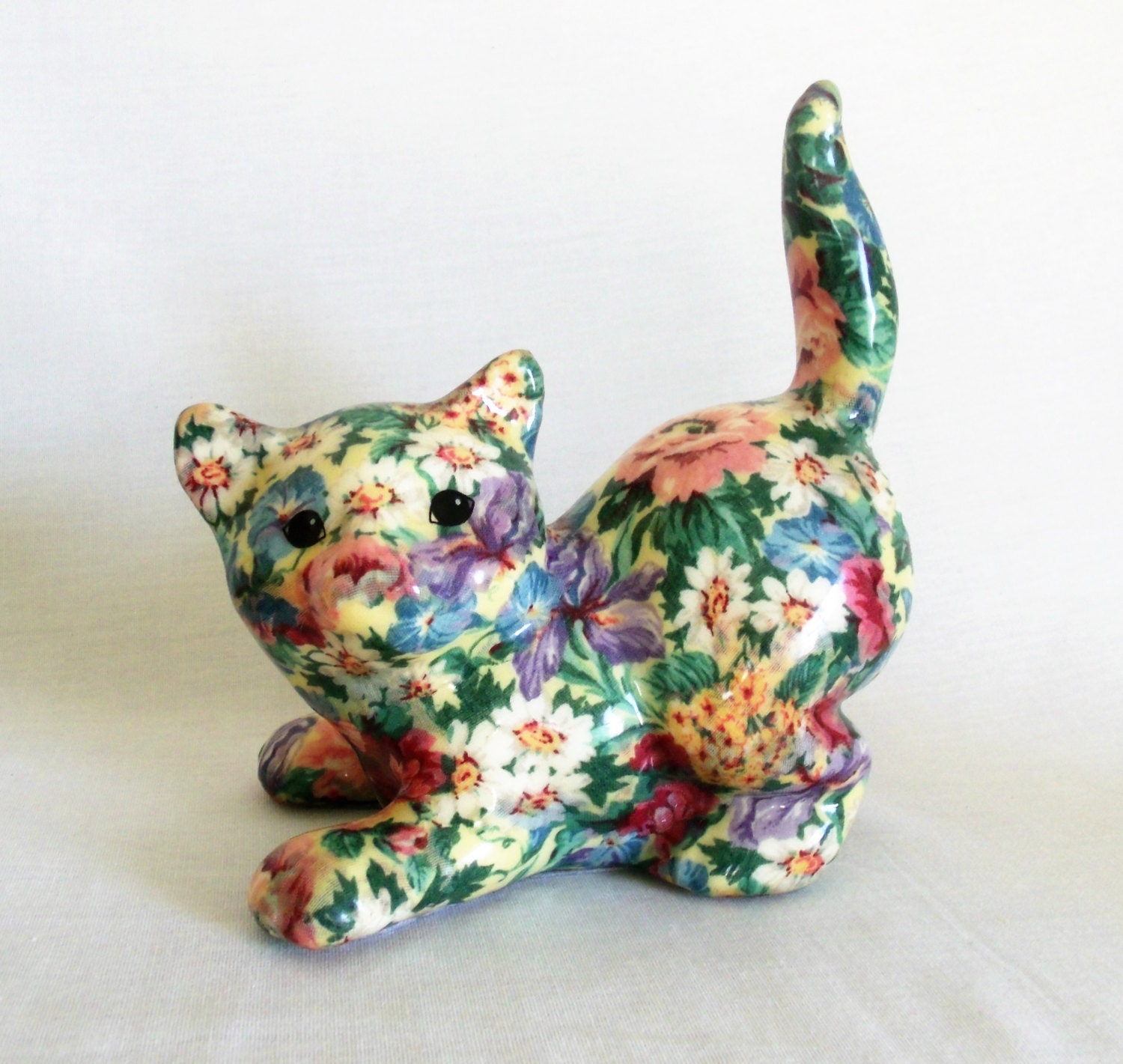 decoupage cat figurine