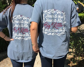 Big Little Shirt Sorority Floral Comfort Colors Pocket T-Shirt