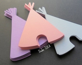 Teepee Die cut Embellishments - 4in, 5in Paper Tepee Embellishments- Choose Your Colors & Size