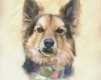 Dog Memorial, Custom Pet Portrait, Watercolor Portrait, Commission Dog Painting