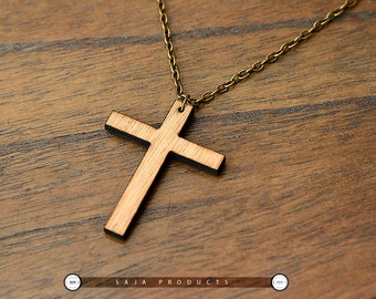 Wood cross necklace Etsy