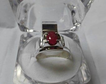 Womens natural yaqoot ruby ring dark red pigeon blood unheated afghan real Sterling silver