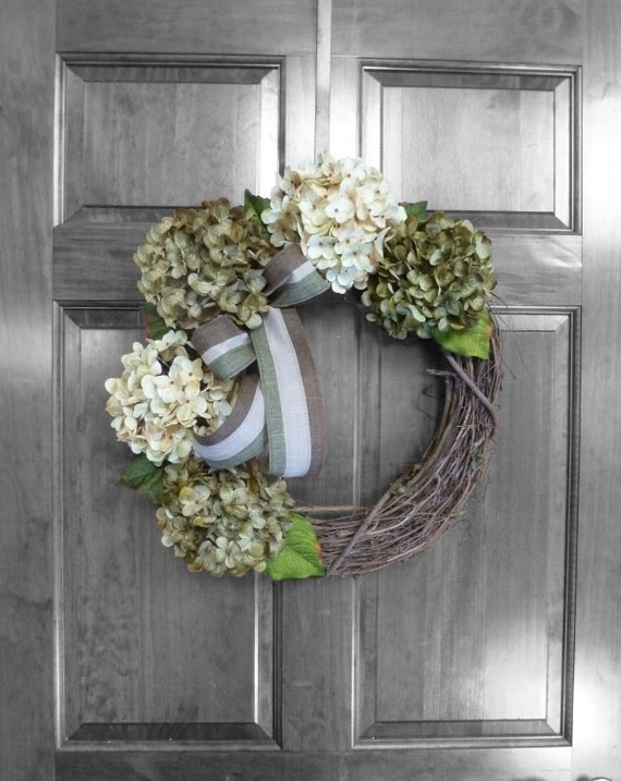 Outdoor Door Wreaths Hydrangea Wreath Etsy by RefinedWreath