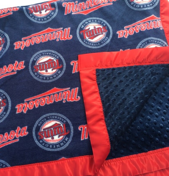 Minnesota Twins Baseball Fleece Blanket with Navy Dimple Minky