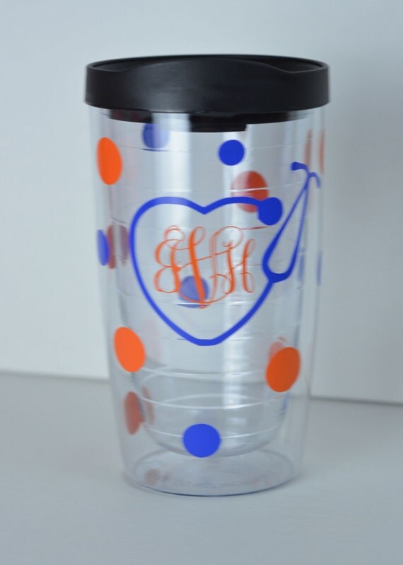 Monogrammed Stethoscope Tumbler by lollybellemonograms on Etsy