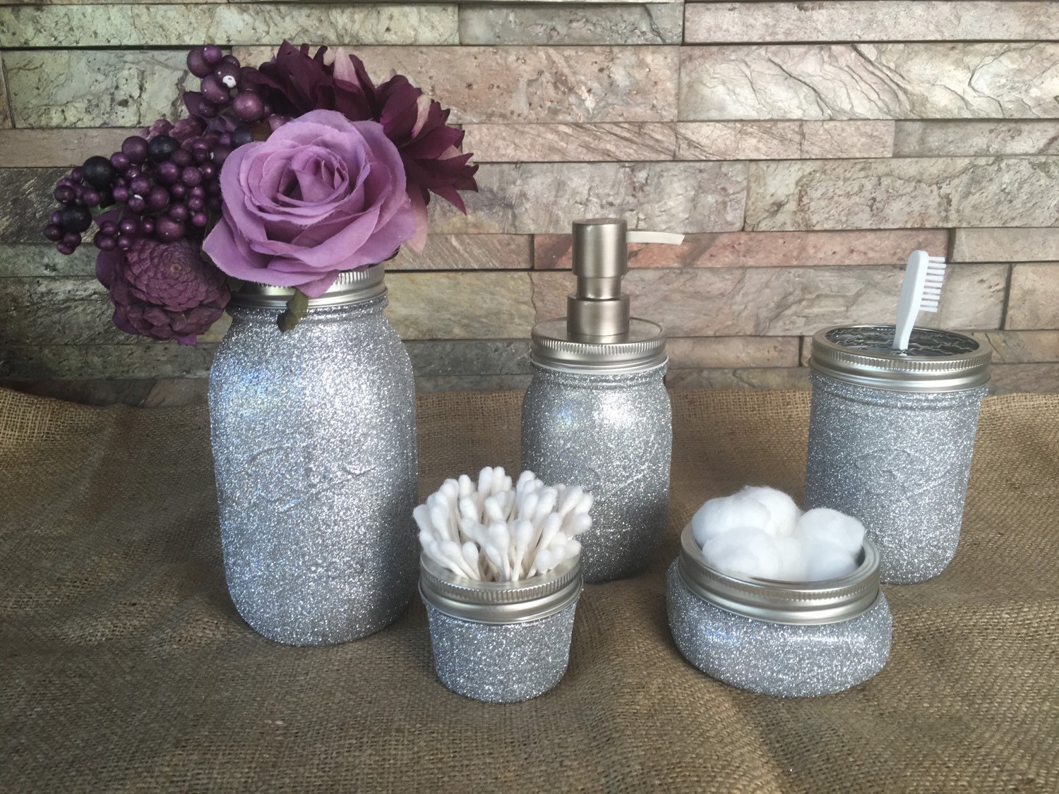 Mason Jars Bathroom Set of 5 3 or 2