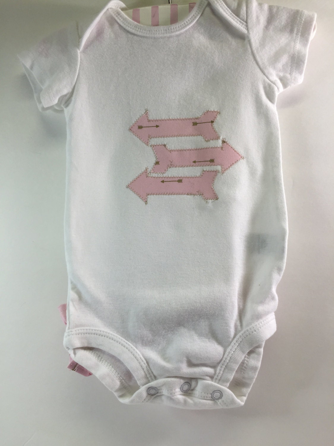 Baby Girl Ruffled Bottom Onesies Pink & Gold Arrow Pattern