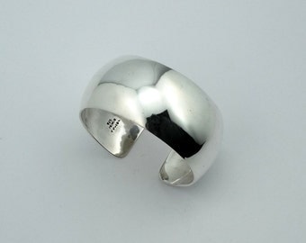 Shiny Sterling Silver Vintage Wide Cuff Bracelet #WIDESS-CF5