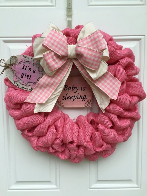 Baby Girl Baby Shower Wreath New Baby Wreath Pink Burlap