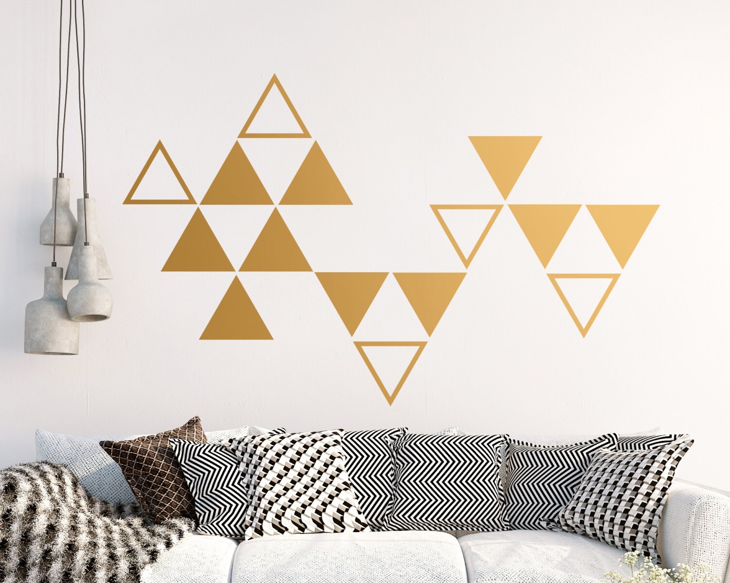 Large Triangle Wall Decals Geometric Vinyl Decals Gold