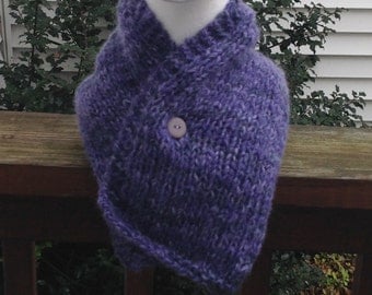 Purple and Gray Christmas Holiday Knitted Collar