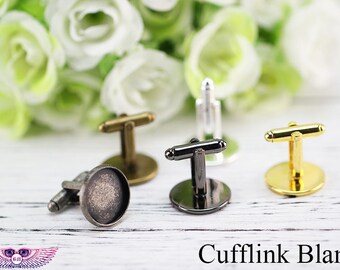 18mm cufflink base - French Cufflink Blank - metal cuff link findings -DIY Photo Cufflink - Bezel Cuff link with Glass - Rose Gold Cufflink