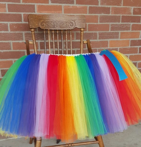 Rainbow Highchair Tutu First Birthday Party by ClaraGCreations Rainbow Highchair Tutu, First Birthday Party, Cake Smash Banner... 