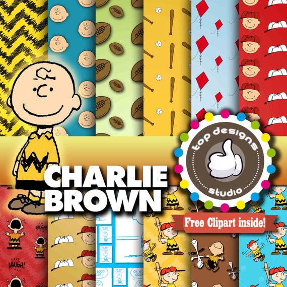 SALE Charlie Brown Digital Paper Charlie by Topdesignsstudio