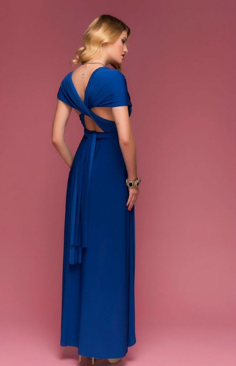Wedding Dress Cobalt Blue Infinity Dress Assymetrical by Dioriss