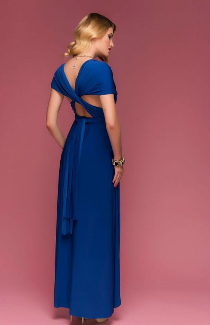 Wedding Dress Cobalt Blue Infinity Dress Assymetrical by