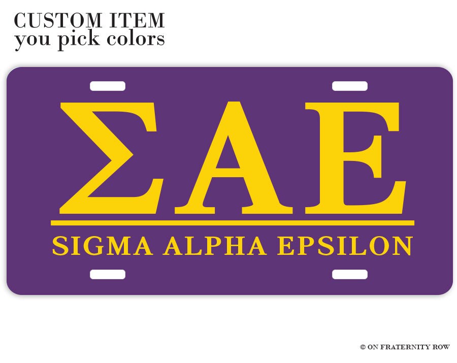 SAE Sigma Alpha Epsilon Classic Fraternity License Plate