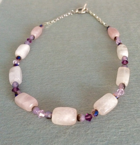 Rose quartz necklace Pink quartz necklace by BarbsBeadedJewelry