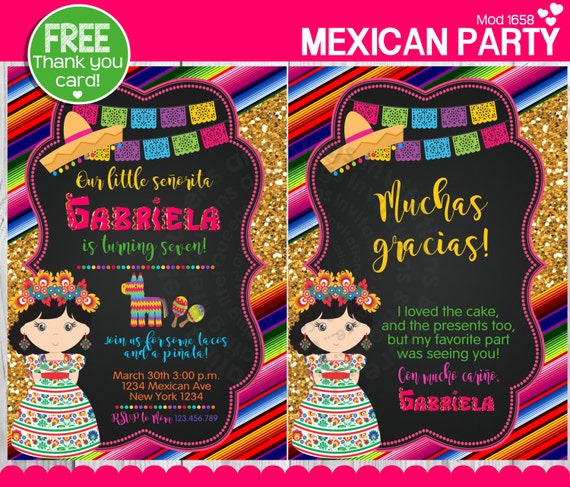 Mexican Party Mexican Invitation Fiesta by QueensnKingsPS on Etsy