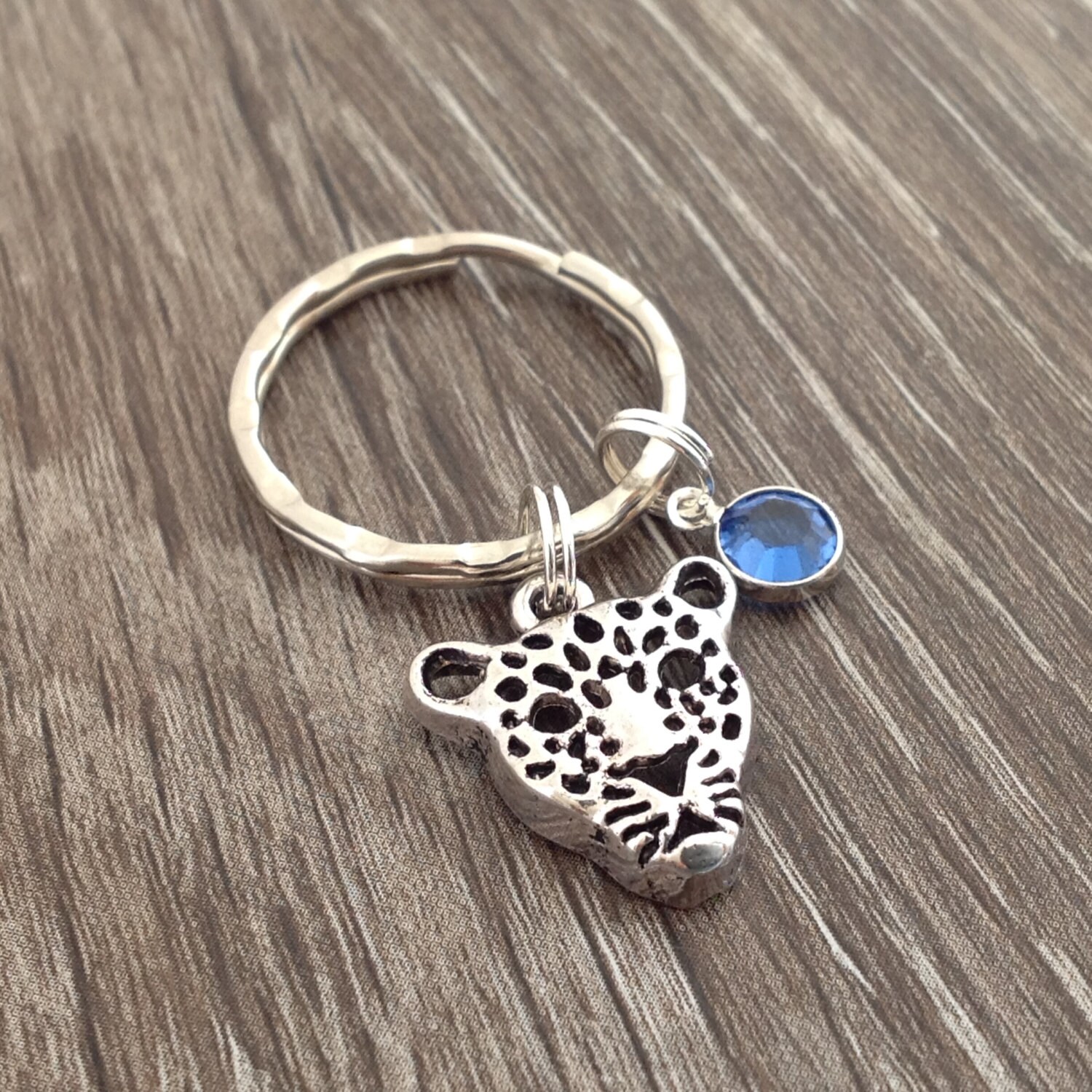 Leopard Keychain with a Swarovski Sapphire Birthstone animal