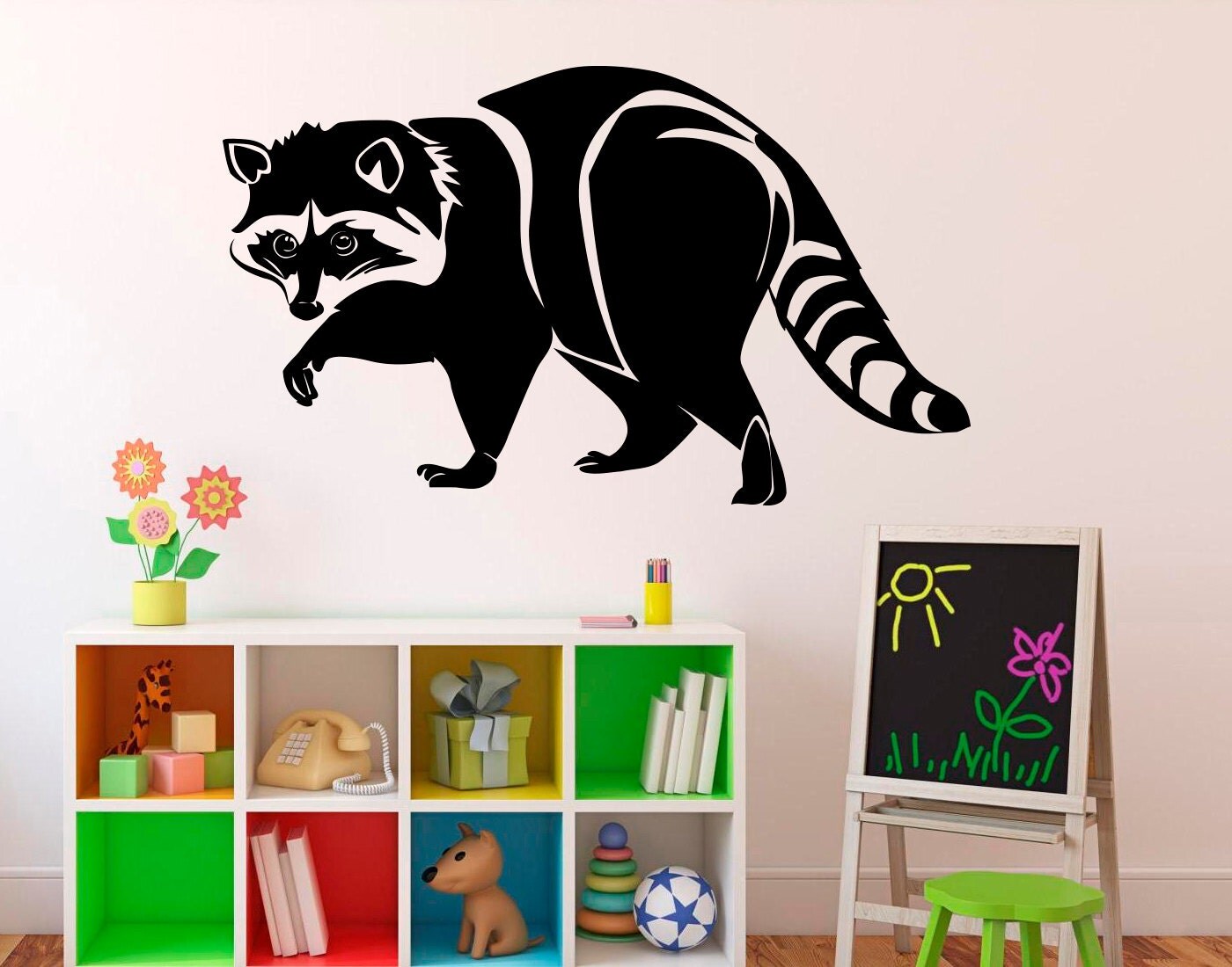 Raccoon Wall Vinyl Decal Wild Animals Wall Sticker Wall Home