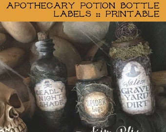 Halloween Printable: Apothecary Potion Bottle Labels | Witches Apothecary | DIY Halloween Crafts | Scrapbooking | Paper Crafts