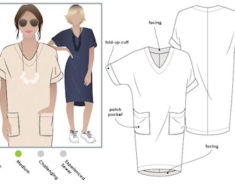 Style Arc Sewing Pattern - Adeline Dress - Sizes 10, 12, 14 - Women's Pull On Dress - PDF Sewing Pattern