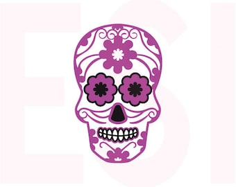 Sugar Skull SVG, DXF, EPS,cutting files use with Silhouette Studio & Cricut Design space. Halloween, Day of the dead.