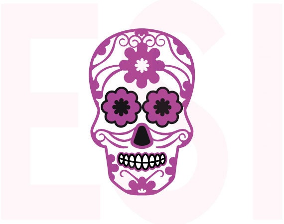 Sugar Skull SVG DXF EPScutting files use with Silhouette