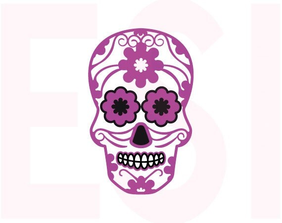 Sugar Skull SVG DXF EPScutting files use with Silhouette