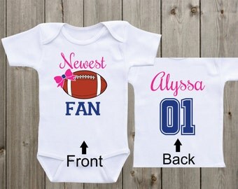 Newest Football Fan Baby Onesie Football Onesie Baby Girl Outfit Baby Girl Shirt Custom Onesie Sports Onesie Baby Shower Gift
