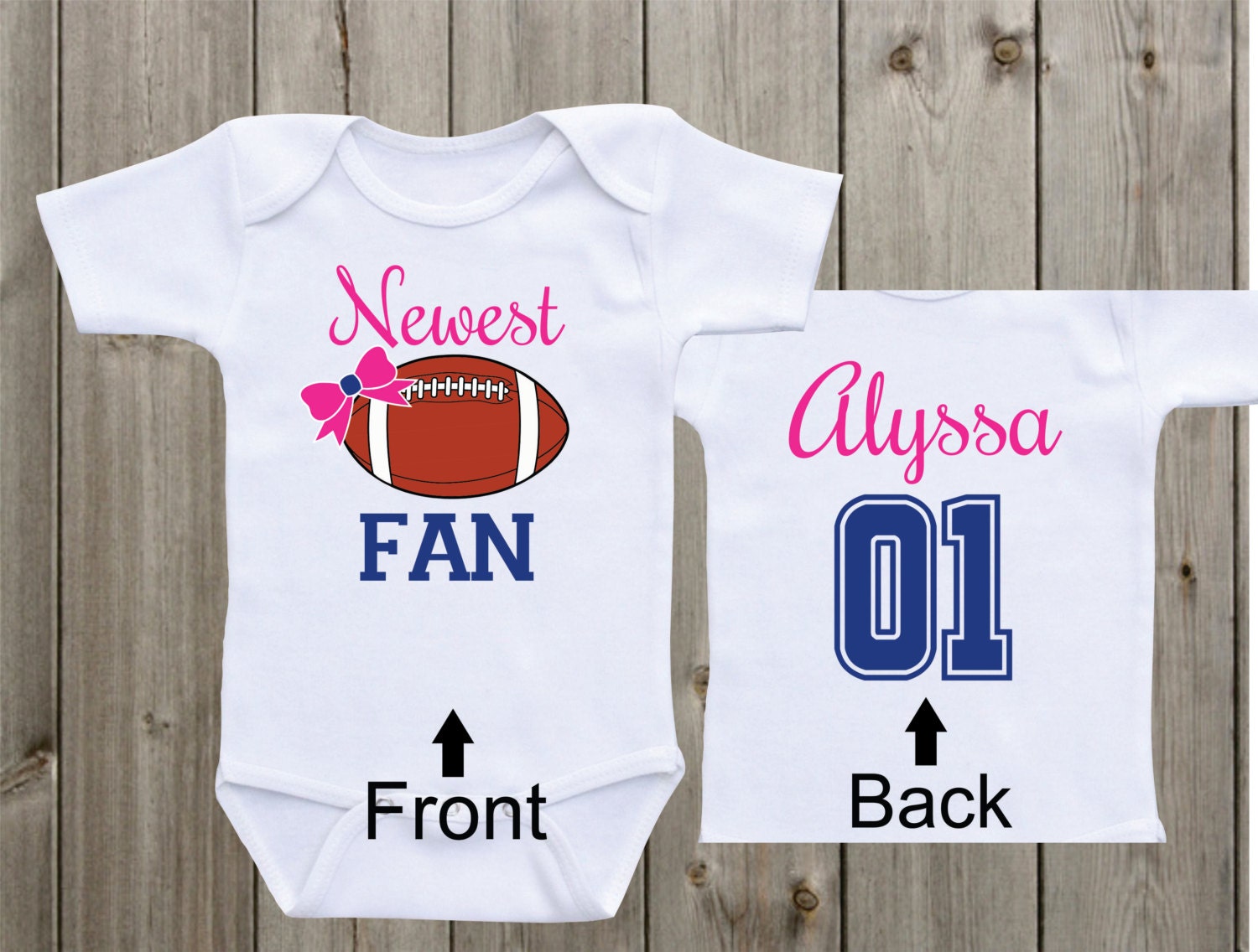Newest Football Fan Baby Onesie Football Onesie Baby Girl